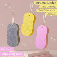 [2Count]Magic Exfoliating Bath Sponge,3D Super Soft Exfoliating Bath Sponge,Skin Friendly and Reusable,Alternative to Exfoliating Gloves,Random Color.