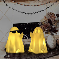 Halloween Decorations Indoor, Set 2 Light-Up Cute Middle Finger Ghost Figurines