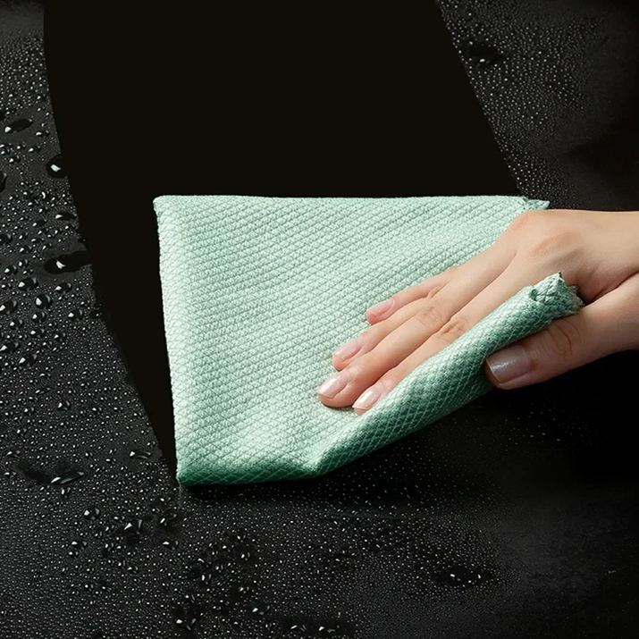 10Pcs Microfiber Glass Cleaning Cloth Rag Lint-Free for Windows Car Kitchen Mirror No Trace Reusable Fish Scale Rag Polishing