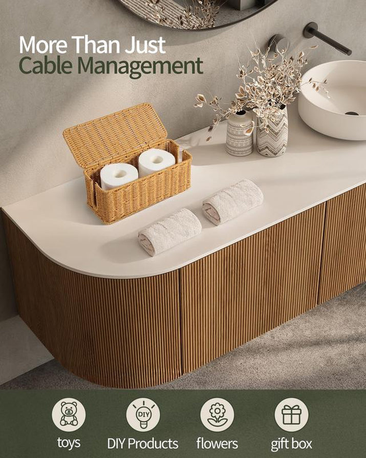 Toilet Tank Basket for Bathroom, Water Hyacinth Storage Baskets for Toilet Tank Top