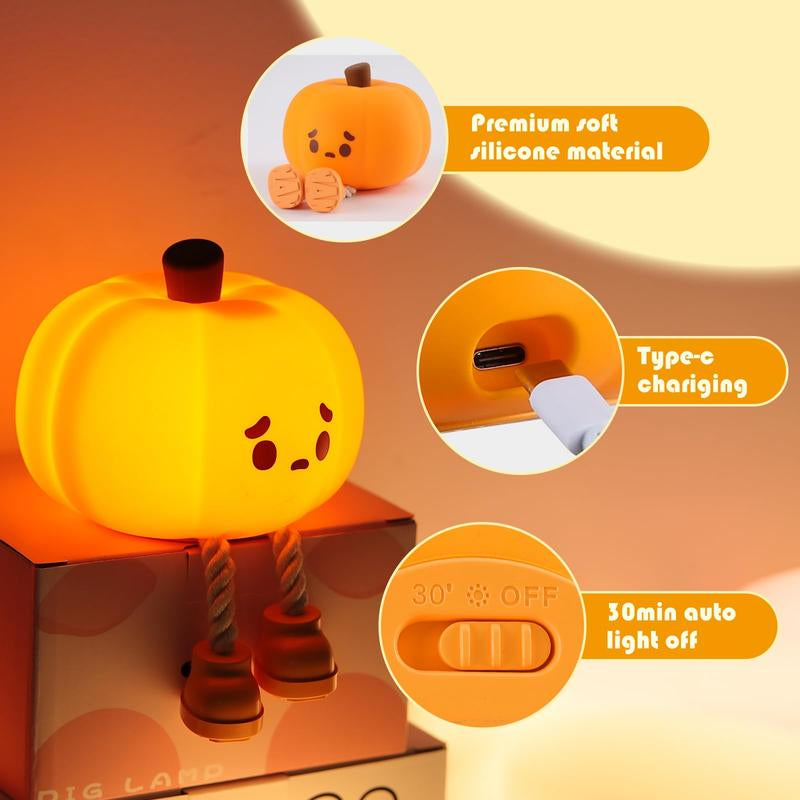 Night Light for Kids Lamp,Soft Silicone Cute Pumpkin Night Light, Dimmable LED Warm Lamp for Room,Halloween Christmas Easter Funny Gifts for Women and Kids,Funny Bedroom Decor Cute Room Decor Toy