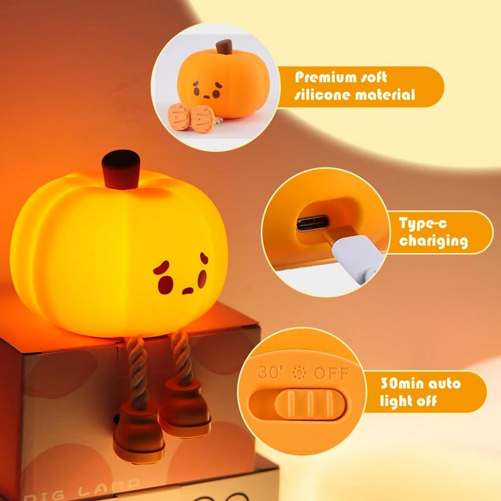 Night Light for Kids Lamp,Soft Silicone Cute Pumpkin Night Light, Dimmable LED Warm Lamp for Room,Halloween Christmas Easter Funny Gifts for Women and Kids,Funny Bedroom Decor Cute Room Decor Toy