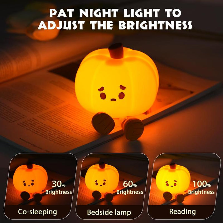 Night Light for Kids Lamp,Soft Silicone Cute Pumpkin Night Light, Dimmable LED Warm Lamp for Room,Halloween Christmas Easter Funny Gifts for Women and Kids,Funny Bedroom Decor Cute Room Decor Toy